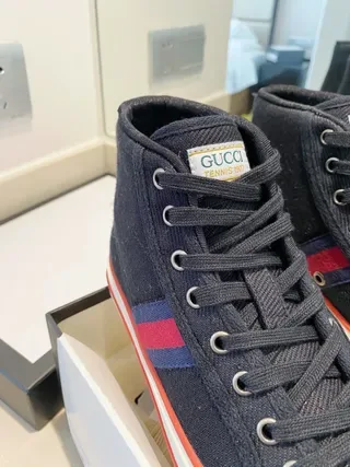 Gucci Navy Red High-Top Canvas Upper Lifestyle Sneakers 5