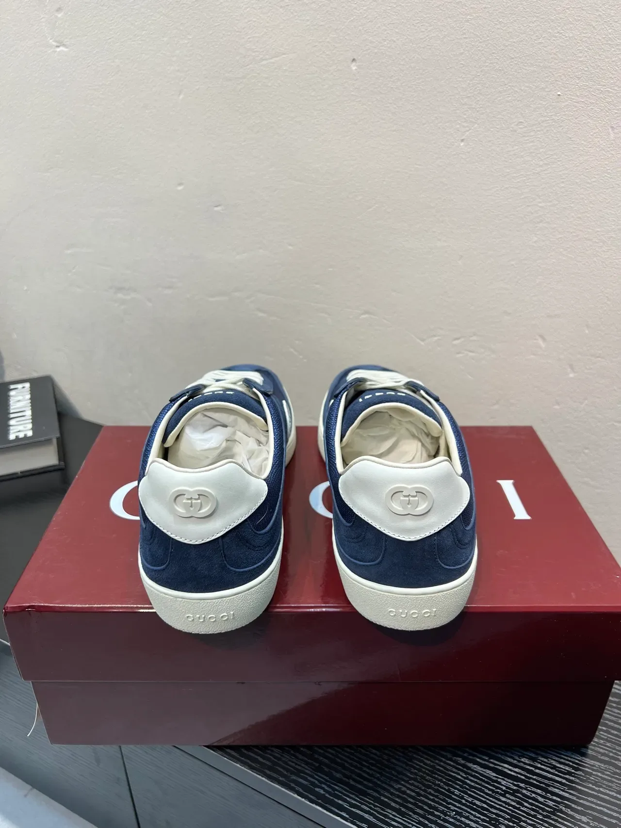 Gucci Navy White Blue Suede And Mesh Upper Interlocking G Logo Appliqué Lifestyle Sneakers 6