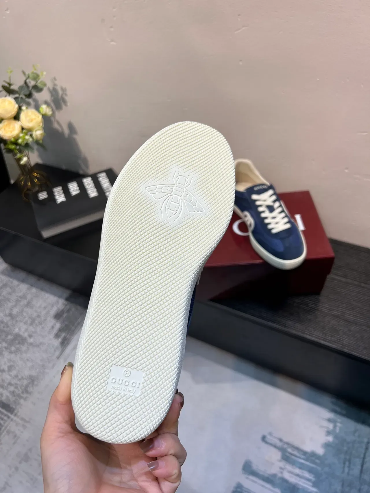 Gucci Navy White Blue Suede And Mesh Upper Interlocking G Logo Appliqué Lifestyle Sneakers 8