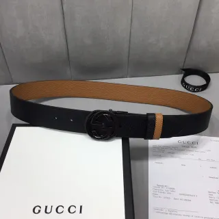 Gucci Ophidia কালো এবং ট্যান চামড়ার বেল্ট