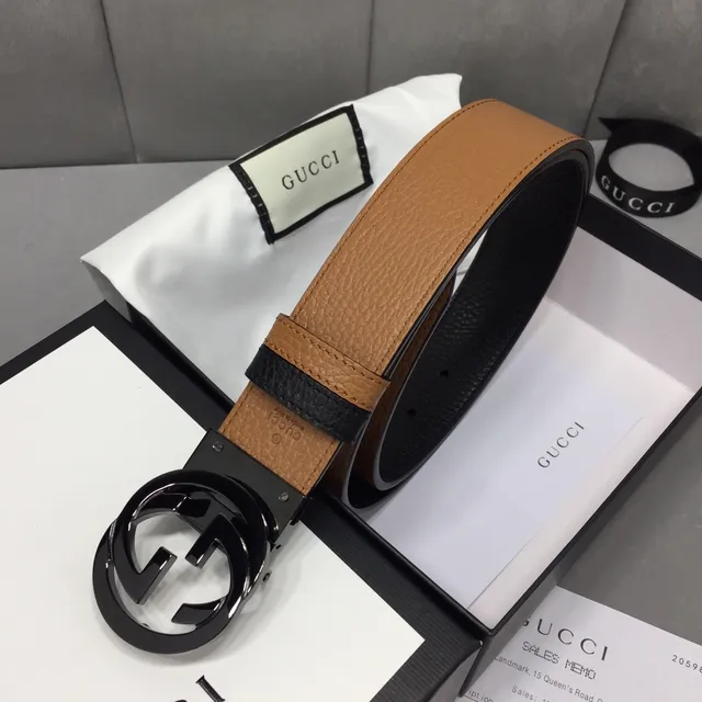 Gucci Ophidia Black and Tan Leather Belt 4