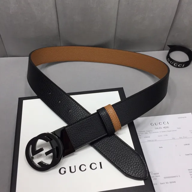 Gucci Ophidia Black and Tan Leather Belt 6