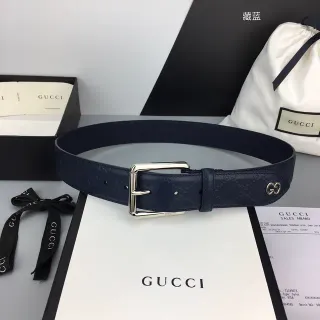 Gucci Ophidia Embossed GG Monogram Navy Leather Belt