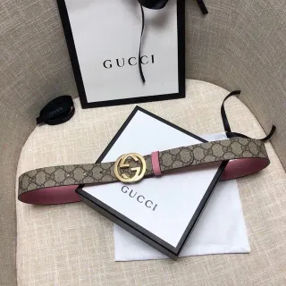 Gucci Ophidia GG Supreme Beige and Pink Leather Belt