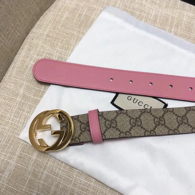 Gucci Ophidia GG Supreme حزام جلدي بيج ووردي 3