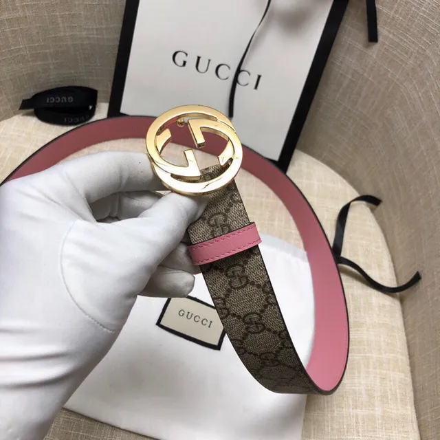 Gucci Ophidia GG Supreme حزام جلدي بيج ووردي 5