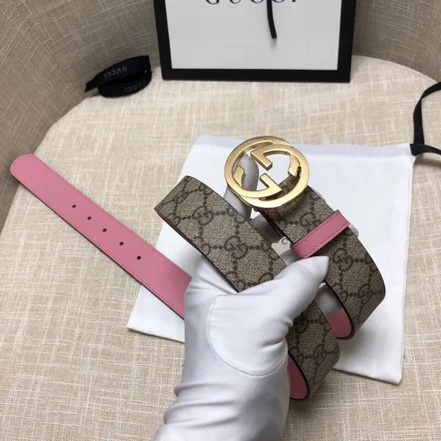 Gucci Ophidia GG Supreme حزام جلدي بيج ووردي 6