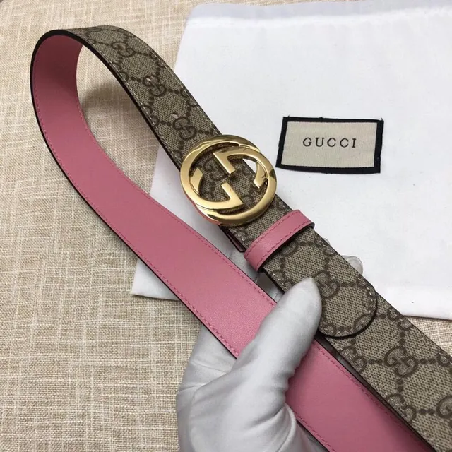Gucci Ophidia GG Supreme حزام جلدي بيج ووردي 7