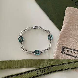 Gucci Ophidia Pulsera de esmalte verde GG Link