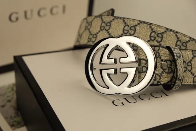 Gucci Ophidia Interlocking G Buckle Beige and Black GG Supreme Leather Belt 5