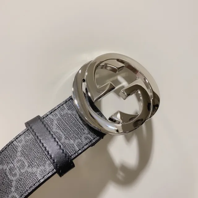 Gucci Ophidia Interlocking G Buckle GG Supreme Canvas Leather Belt 6