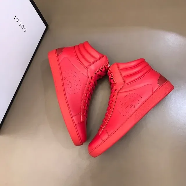 Gucci Red High-Top Perforated Logo Panel Lifestyle Sneakers 4