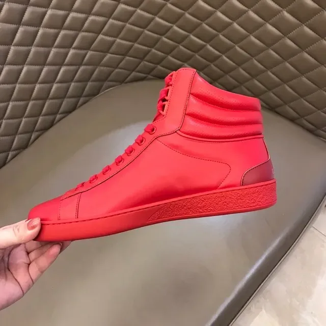 Gucci Red High-Top Perforated Logo Panel Lifestyle Sneakers 5