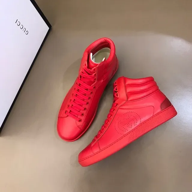 Gucci Red High-Top Perforated Logo Panel Lifestyle Sneakers 6