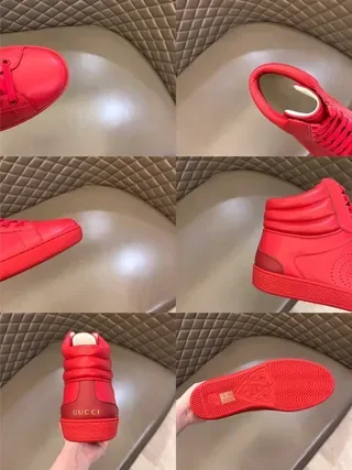 Gucci Red High-Top Perforated Logo Panel Lifestyle Sneakers 7