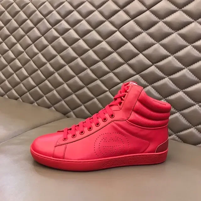 Gucci Red High-Top Perforated Logo Panel Lifestyle Sneakers 8