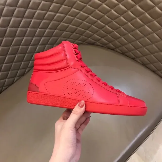 Gucci Red High-Top Perforated Logo Panel Lifestyle Sneakers 9