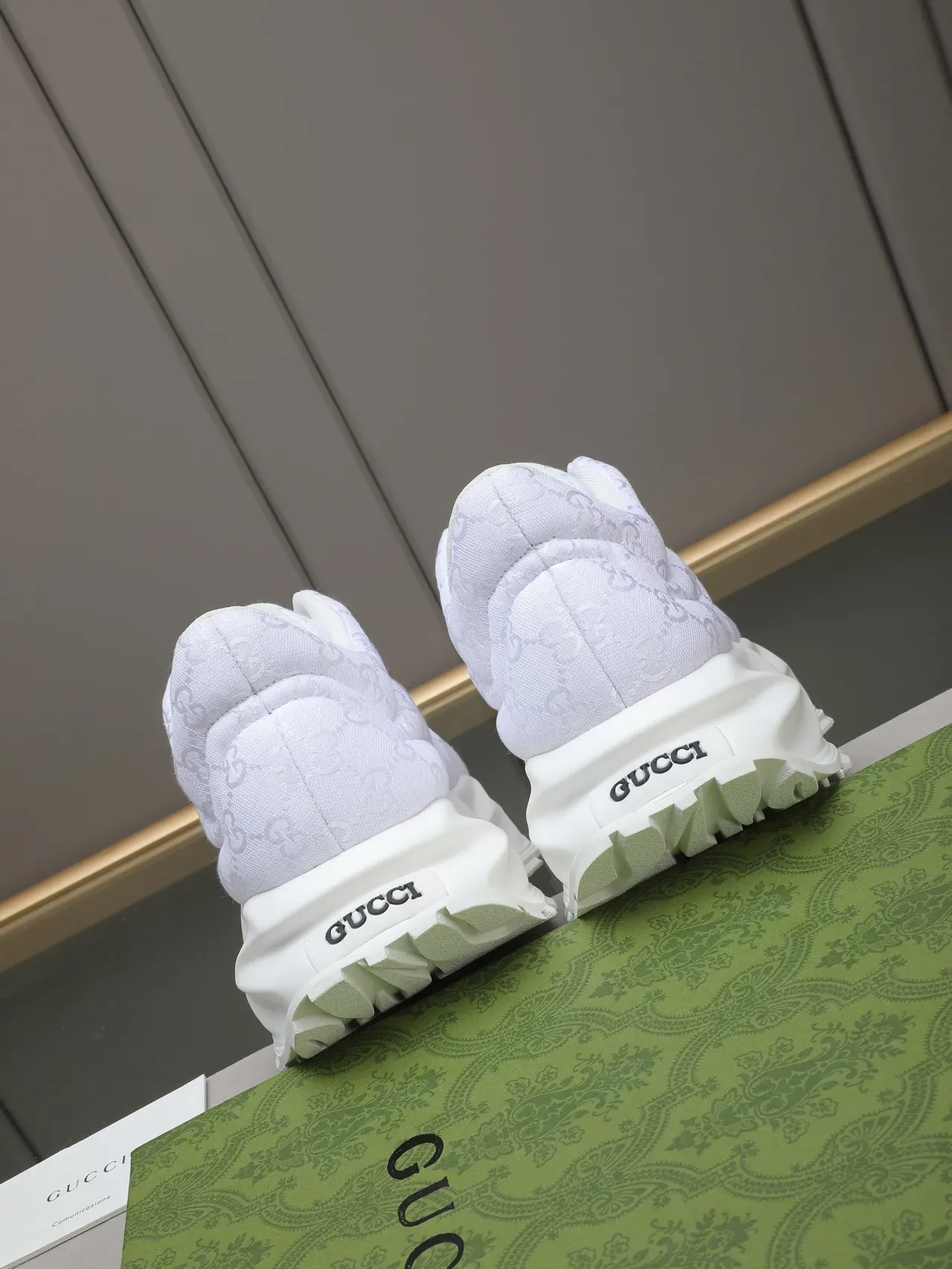 Gucci Rhyton All-White Monogrammed Lifestyle Sneakers 4