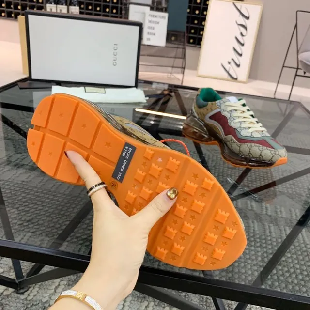 Gucci Rhyton Beige Red Green Orange Chunky Sneakers 6
