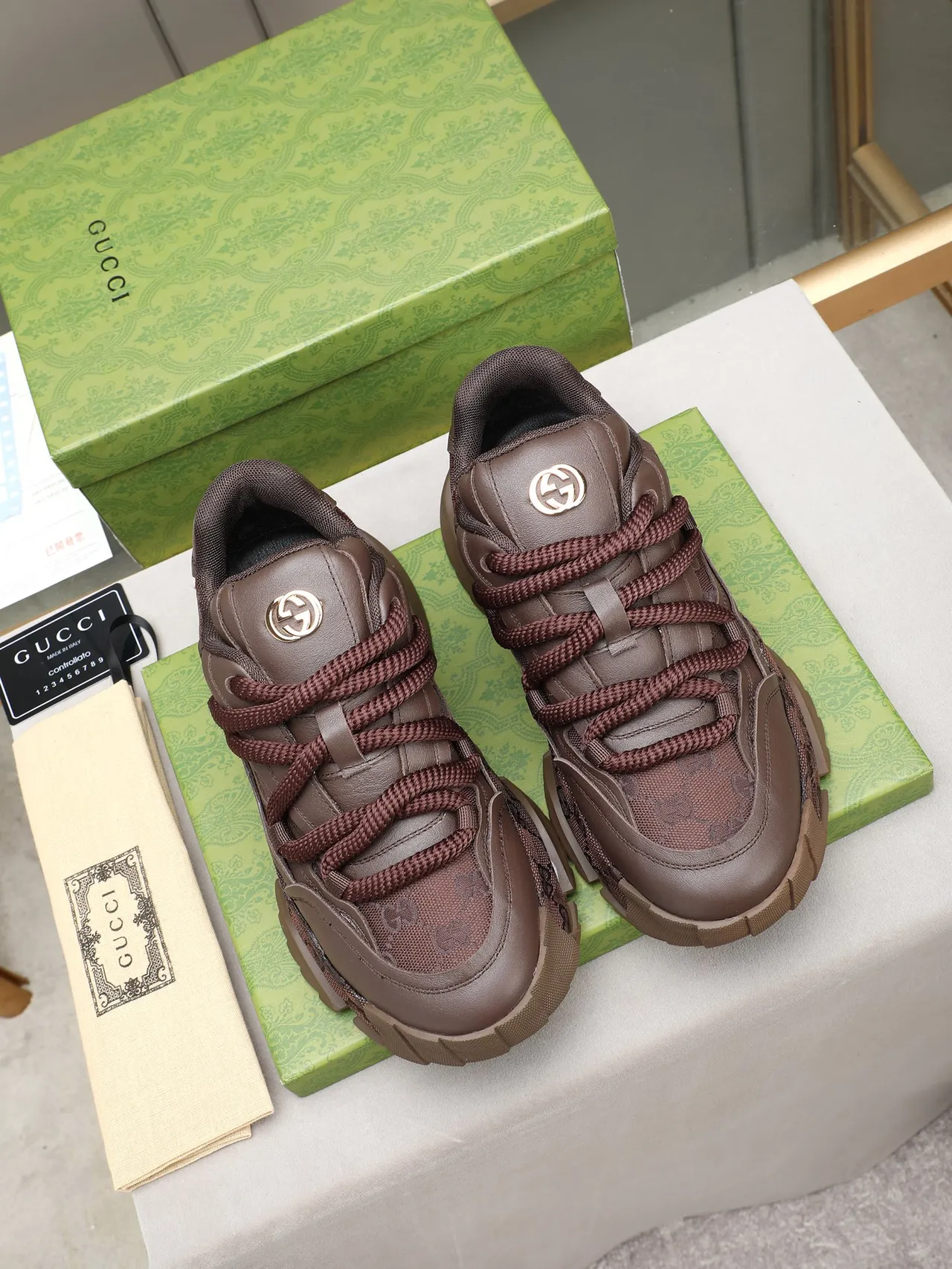 Gucci Rhyton Brown GG Monogram Chunky Sneakers 2