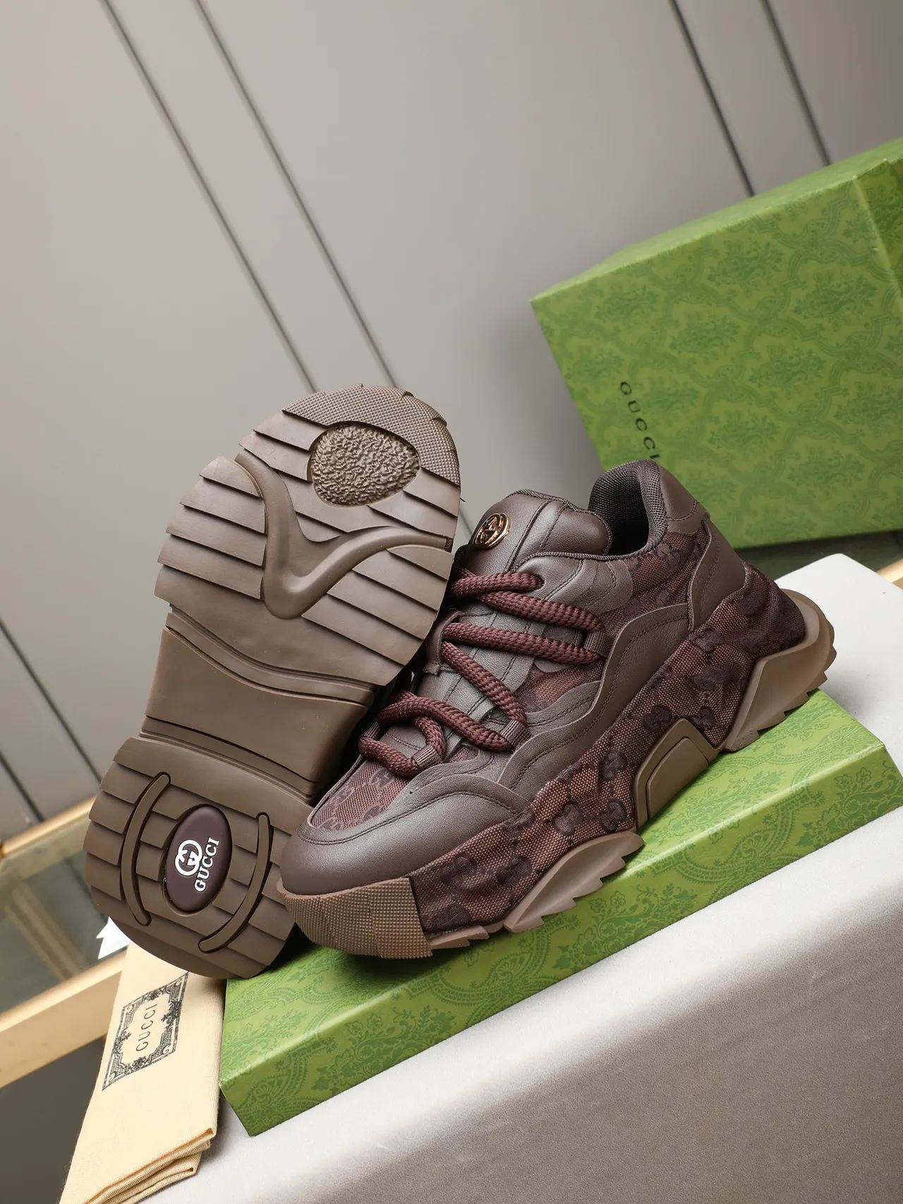 Gucci Rhyton Brown GG Monogram Chunky Sneakers 4