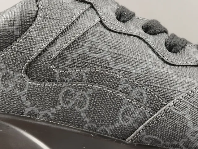 Gucci Rhyton Monogram Charcoal Gray and Black Lifestyle Sneakers 6