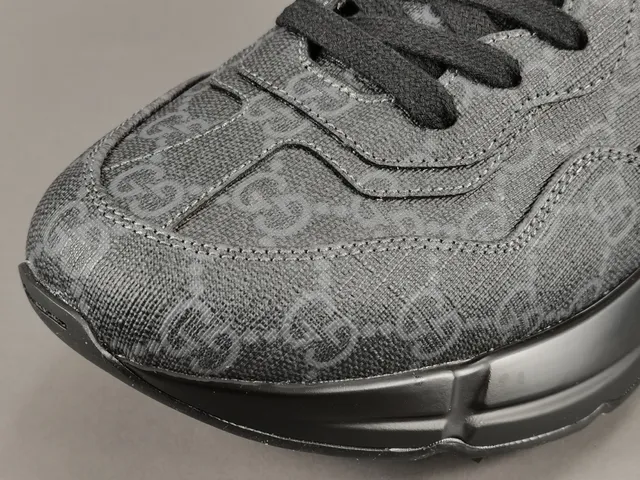 Gucci Rhyton Monogram Charcoal Gray and Black Lifestyle Sneakers 9