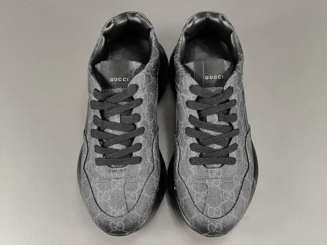 Gucci Rhyton Monogram Charcoal Gray and Black Lifestyle Sneakers 16