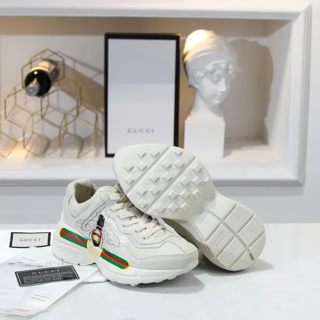 Gucci Rhyton Off-White Bee Embroidery Chunky Sneakers 5