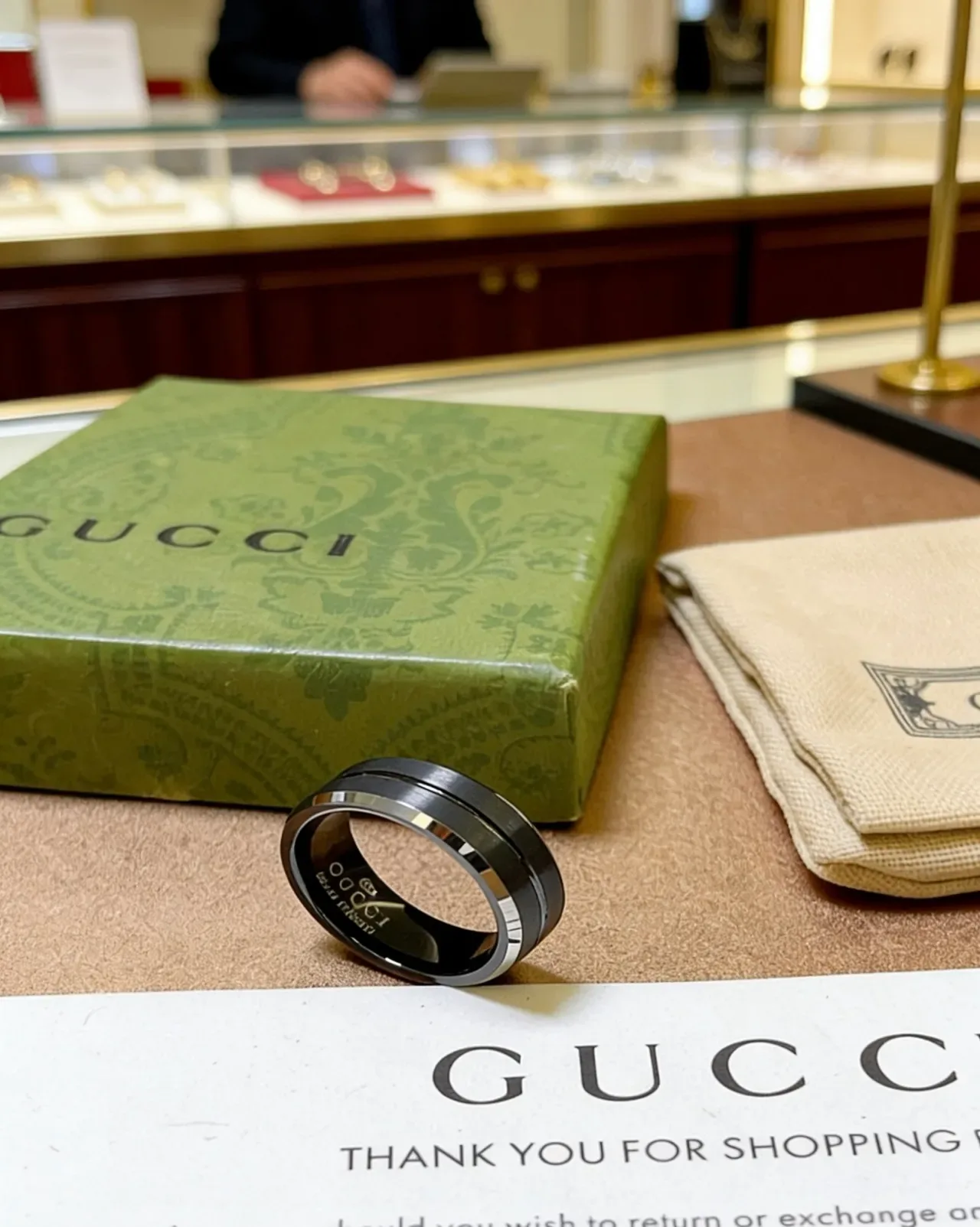 Gucci Rotating Ring Black Silver Dual-Band Ceramic Or Coated Ring 4