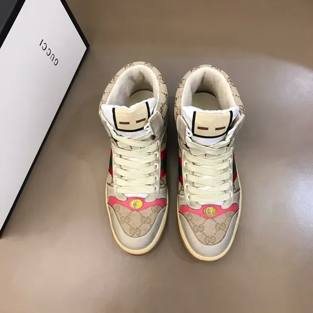 Gucci Screener Beige Pink Green Web Stripe Lifestyle Sneakers 2