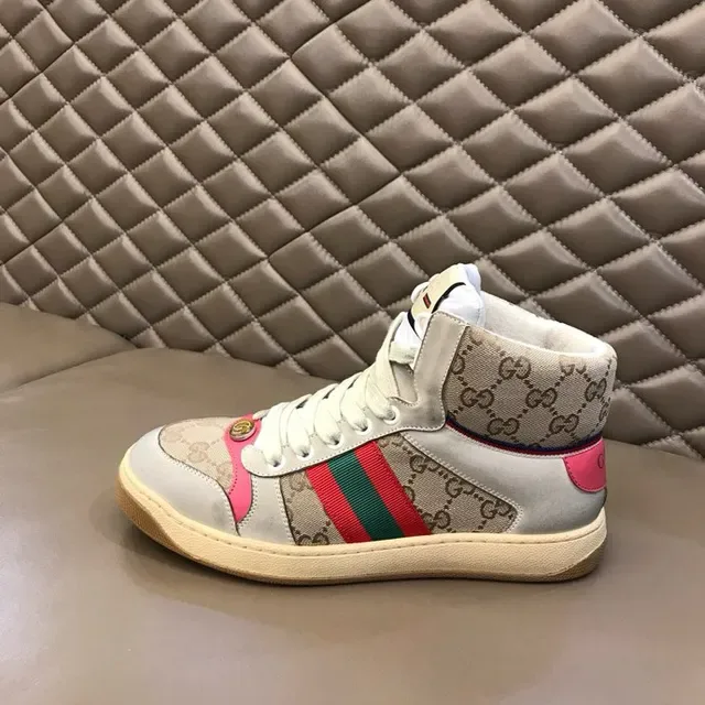 Gucci Screener Beige Pink Green Web Stripe Lifestyle Sneakers 9
