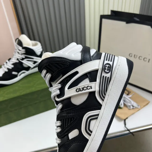 Gucci Screener Black and White High-Top Lifestyle Sneakers 3