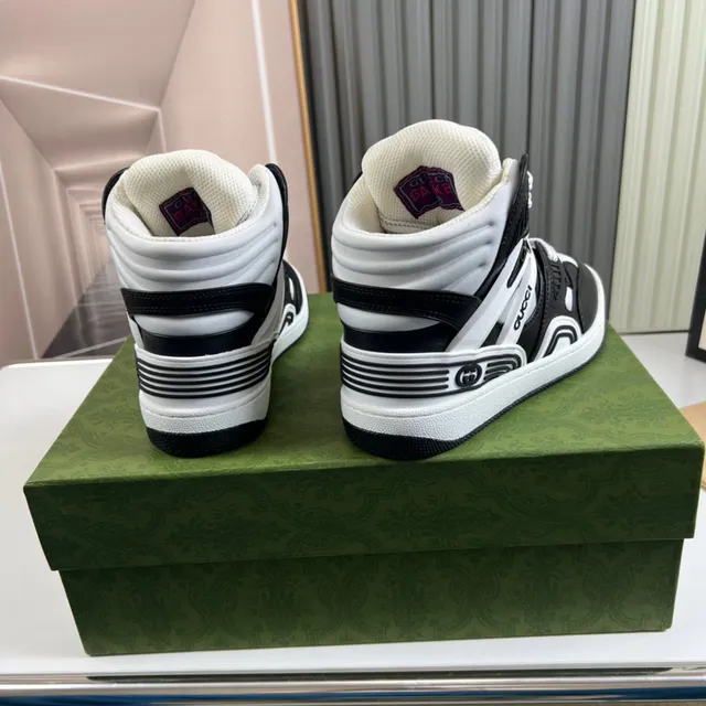 Gucci Screener Black and White High-Top Lifestyle Sneakers 6
