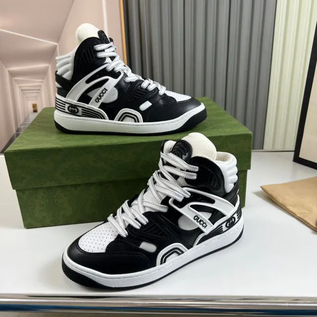Gucci Screener Black and White High-Top Lifestyle Sneakers 7