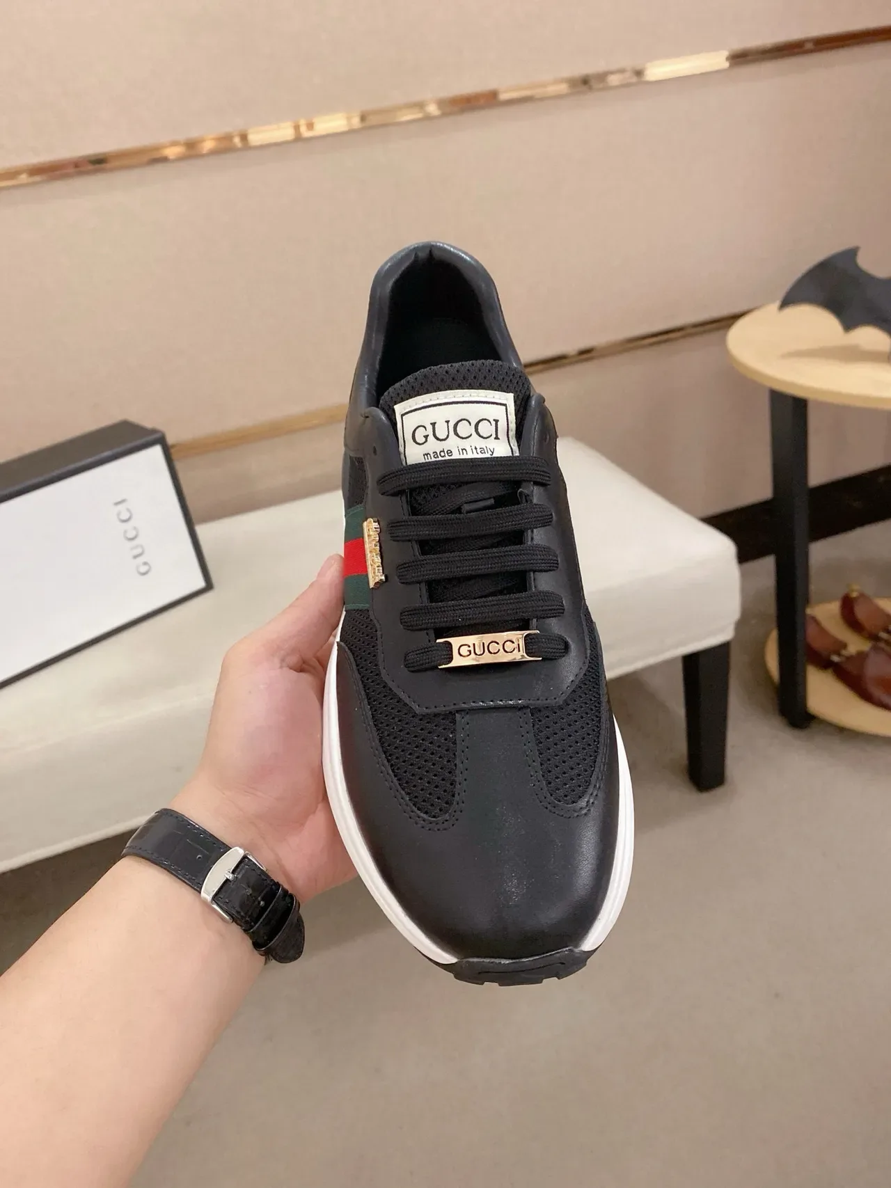 Gucci Screener Black Green Red Web Lifestyle Sneakers 2