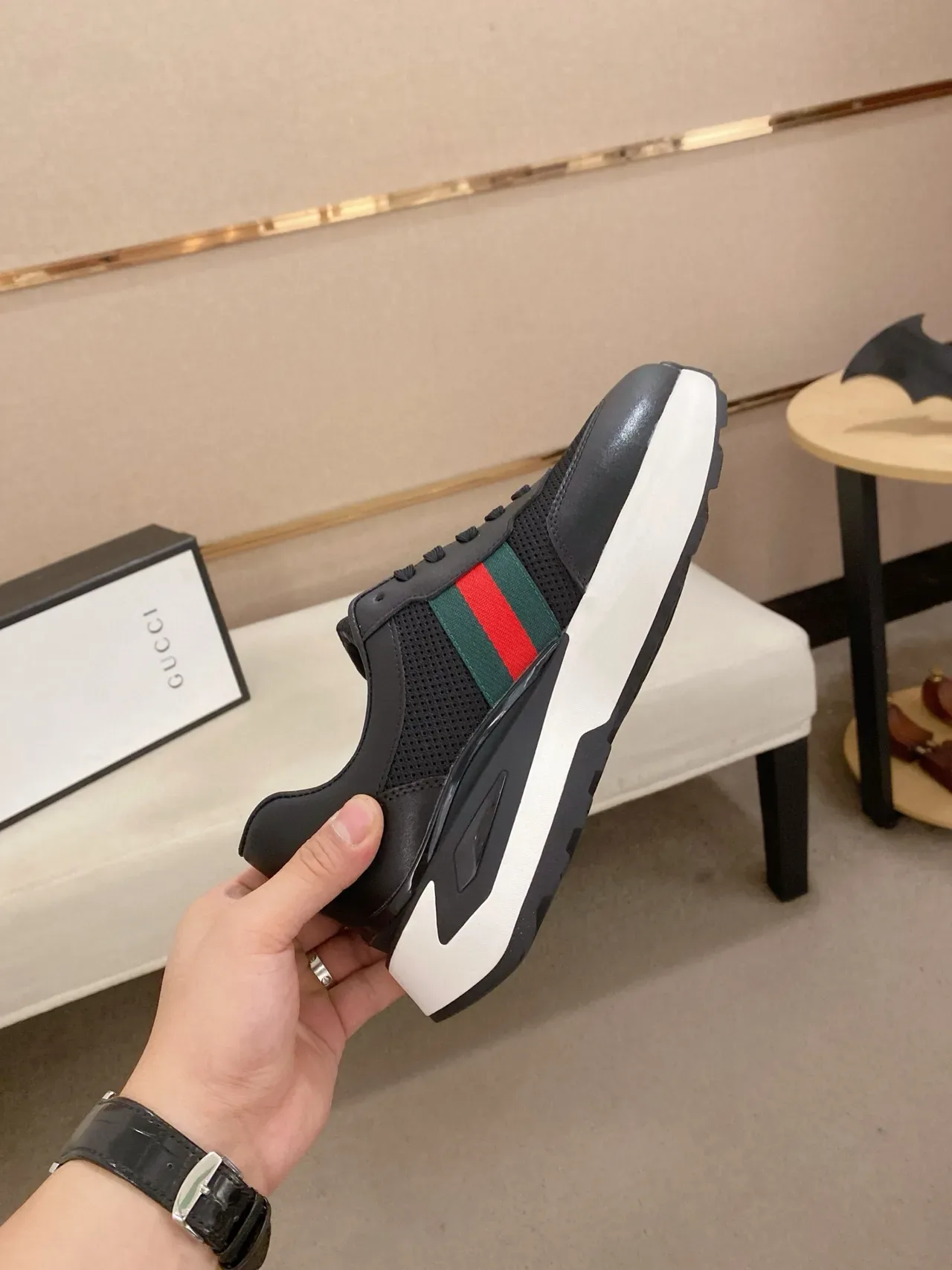Gucci Screener Black Green Red Web Lifestyle Sneakers 5