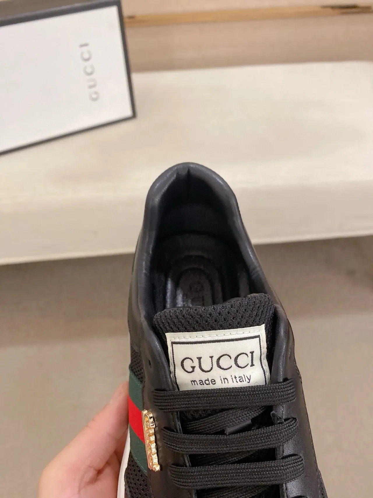 Gucci Screener Black Green Red Web Lifestyle Sneakers 6