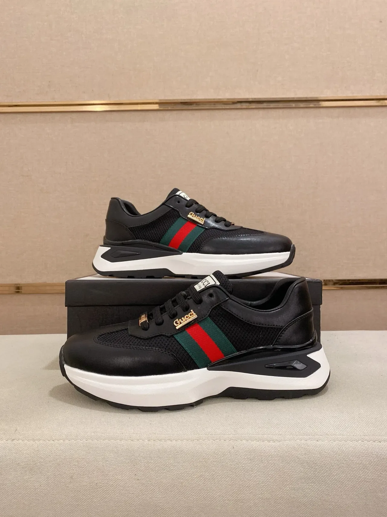 Gucci Screener Black Green Red Web Lifestyle Sneakers 7