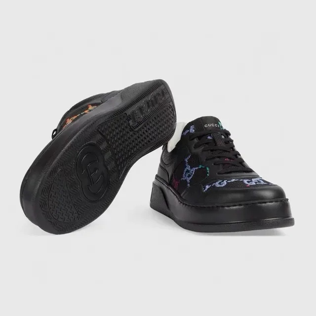 Gucci Screener Black Multicolor Embroidered Lifestyle Sneakers 5
