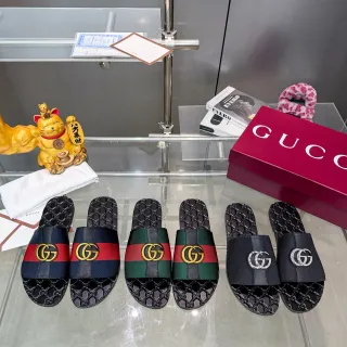 Gucci Screener काला बहुरंग GG Logo Hardware मोनोग्राम्ड रबर सोल स्लिपर्स