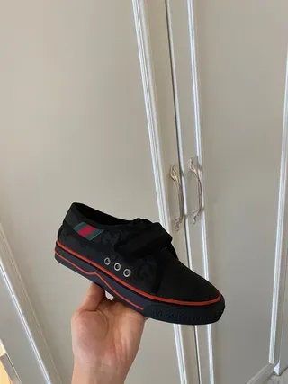 Gucci Screener Black Orange Velcro Strap Closure Interlocking G Jacquard Upper Lifestyle Sneakers 8
