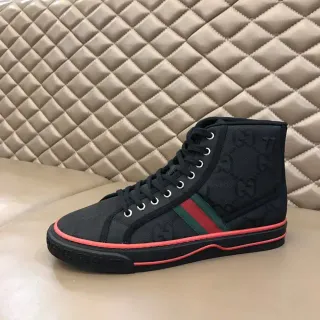 Gucci Screener أسود أحمر أخضر ويب High-Top Lifestyle Sneakers