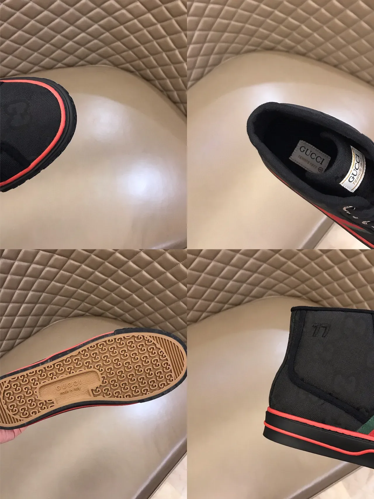 Gucci Screener Noir Rouge Vert Web High-Top Lifestyle Sneakers 2