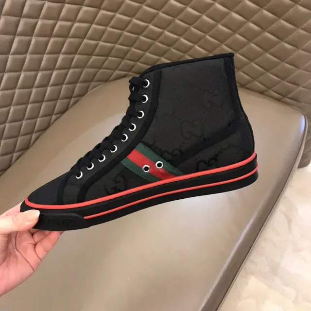 Gucci Screener Noir Rouge Vert Web High-Top Lifestyle Sneakers 3