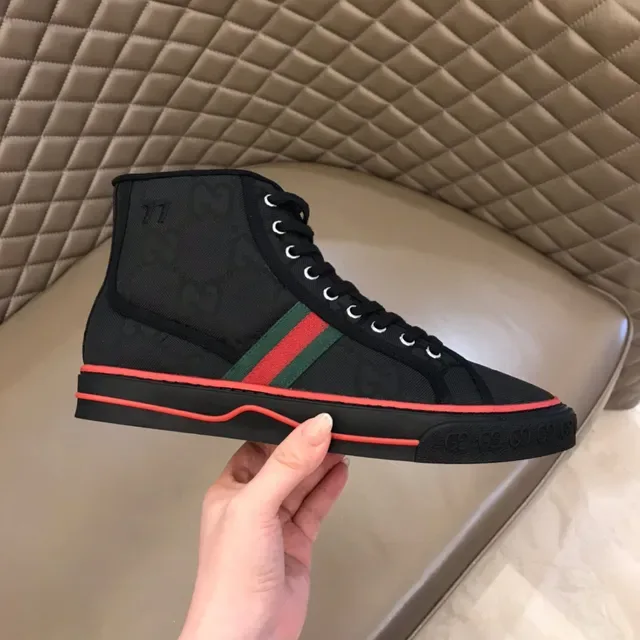 Gucci Screener Noir Rouge Vert Web High-Top Lifestyle Sneakers 5