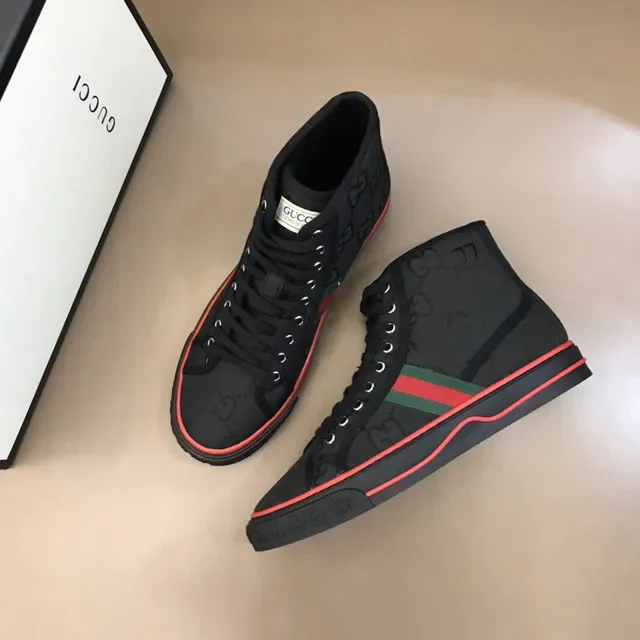 Gucci Screener Noir Rouge Vert Web High-Top Lifestyle Sneakers 9