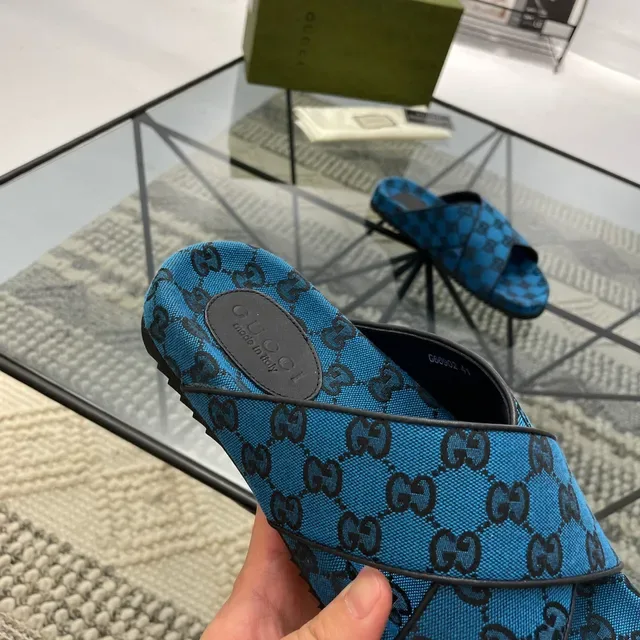 Gucci Screener नीला GG Monogram चप्पल 5