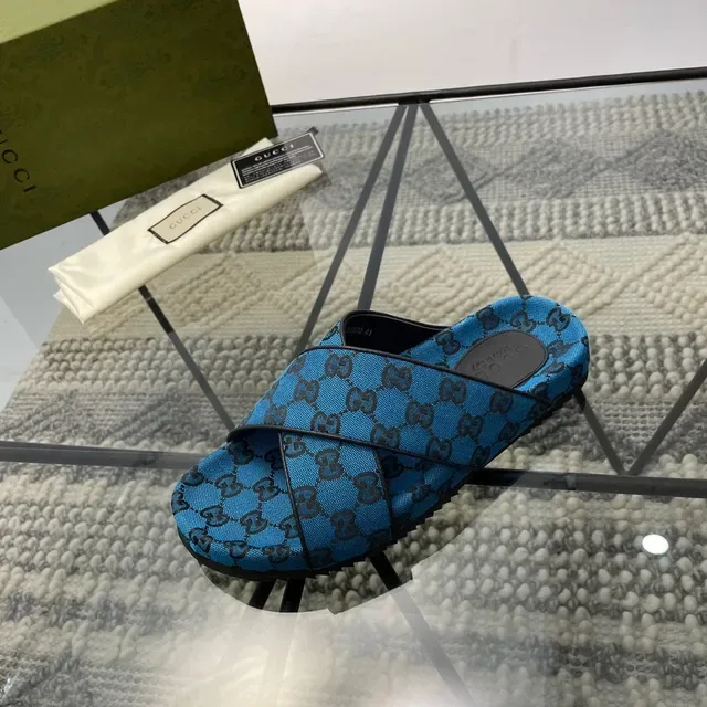 Gucci Screener नीला GG Monogram चप्पल 6