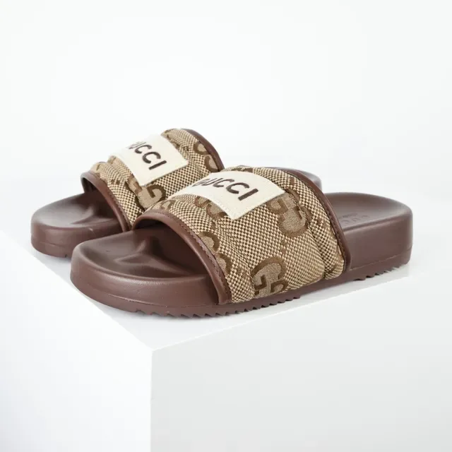 Gucci Screener GG Monogram Beige et marron sandales 2